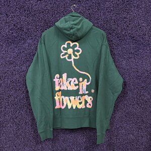 Beabadoobee Fake It Flowers Oversized Zip-Up Hoodie Size Large